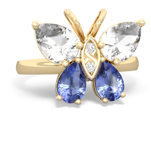 white topaz-tanzanite butterfly ring