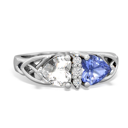 white topaz-tanzanite celtic ring