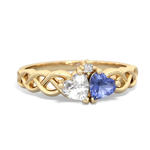 white topaz-tanzanite celtic braid ring