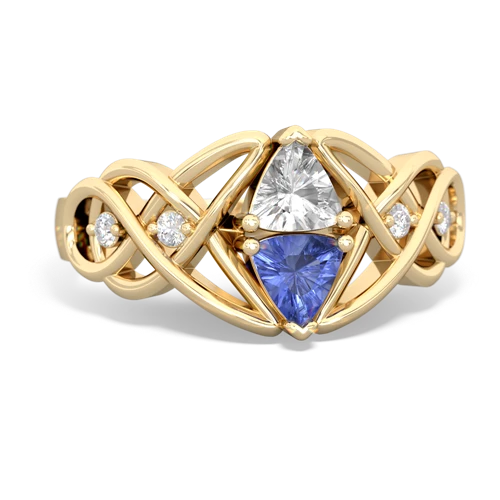 white topaz-tanzanite celtic knot ring