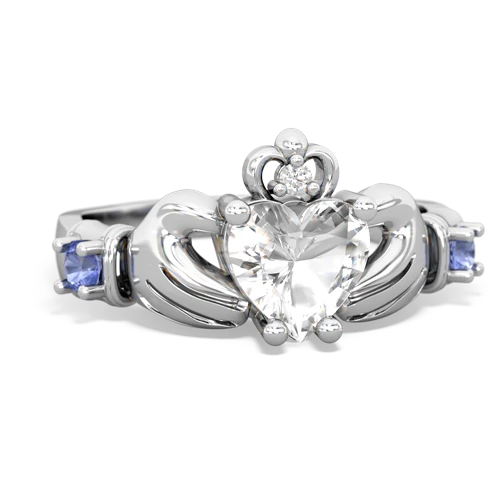 white topaz-tanzanite claddagh ring