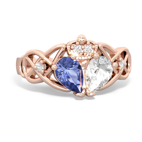 white topaz-tanzanite claddagh ring