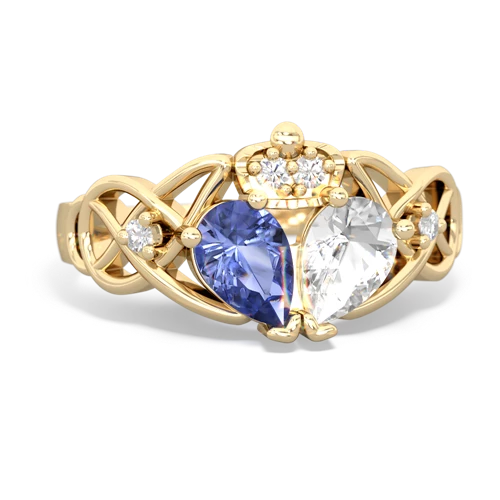 white topaz-tanzanite claddagh ring