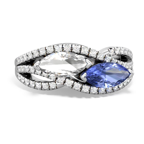 white topaz-tanzanite double heart ring