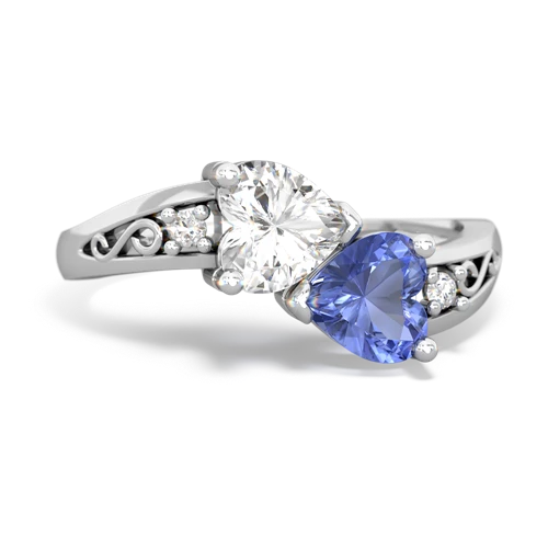 white topaz-tanzanite filligree ring