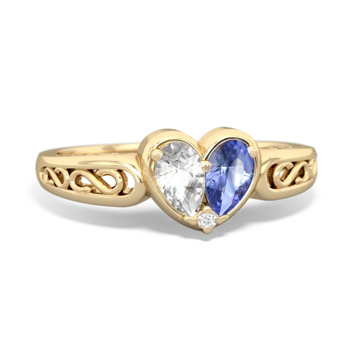 white topaz-tanzanite filligree ring