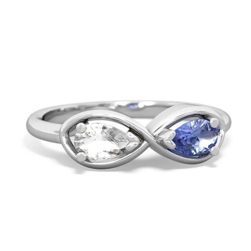 white topaz-tanzanite infinity ring