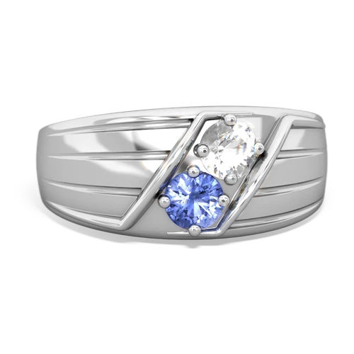 white topaz-tanzanite mens ring