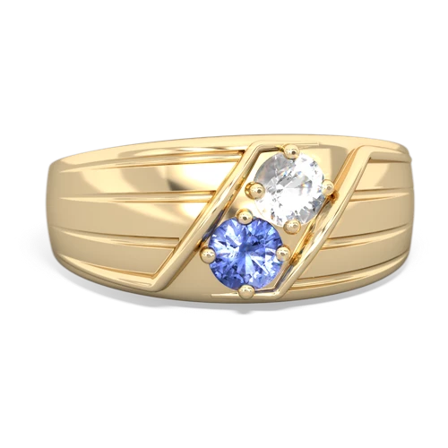 white topaz-tanzanite mens ring