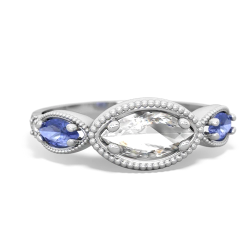 white topaz-tanzanite milgrain marquise ring