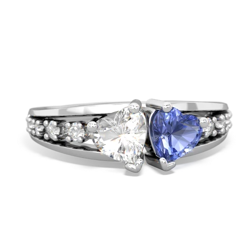 white topaz-tanzanite modern ring