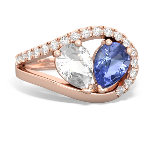 white topaz-tanzanite pave heart ring