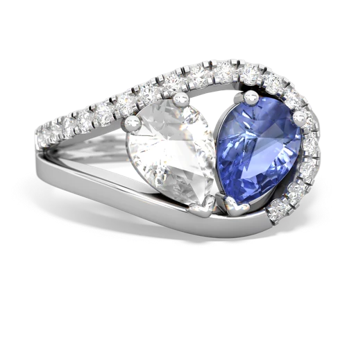 white topaz-tanzanite pave heart ring