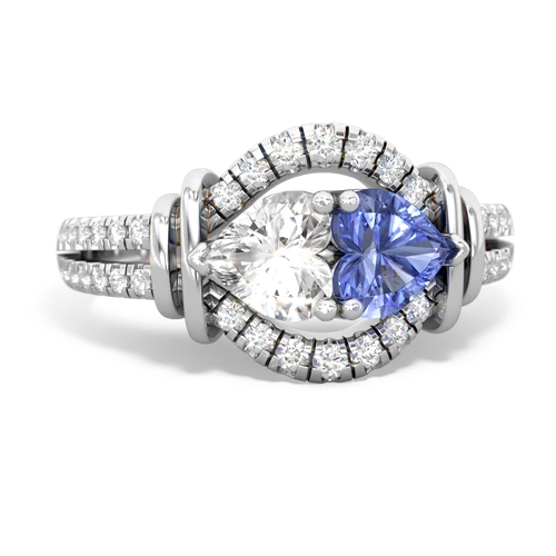 white topaz-tanzanite pave keepsake ring