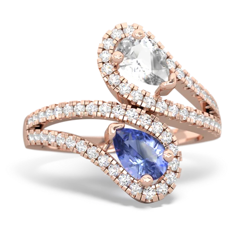 white topaz-tanzanite pave swirls ring