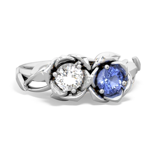 white topaz-tanzanite roses ring