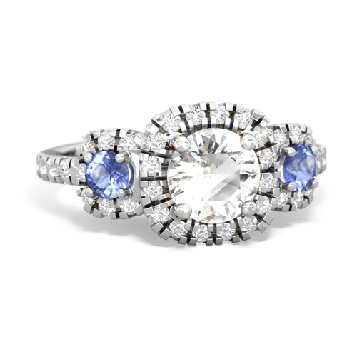 white topaz-tanzanite three stone regal ring