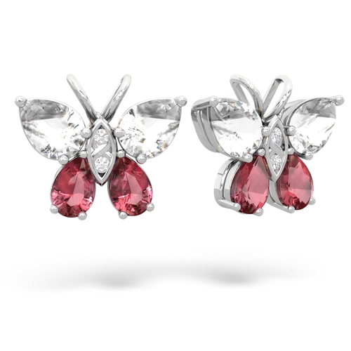 white topaz-tourmaline butterfly earrings