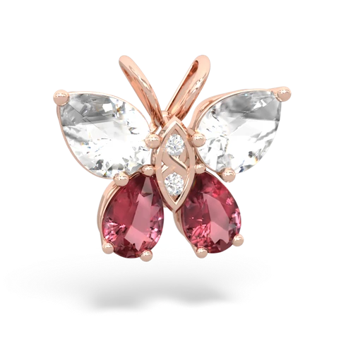 white topaz-tourmaline butterfly pendant