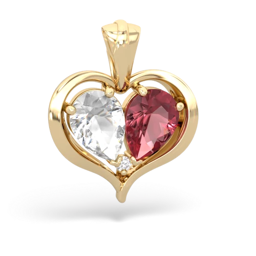 white topaz-tourmaline half heart whole pendant