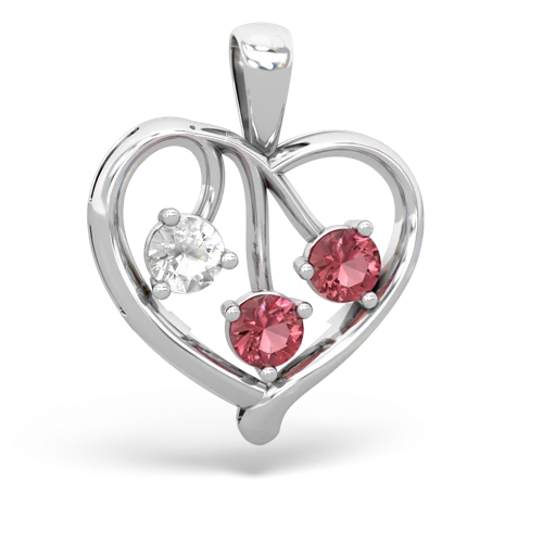 White Topaz Genuine White Topaz with Genuine Pink Tourmaline and Genuine Opal Glowing Heart pendant Pendant