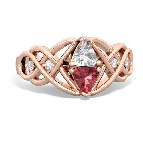 White Topaz Genuine White Topaz with Genuine Pink Tourmaline Keepsake Celtic Knot ring Ring