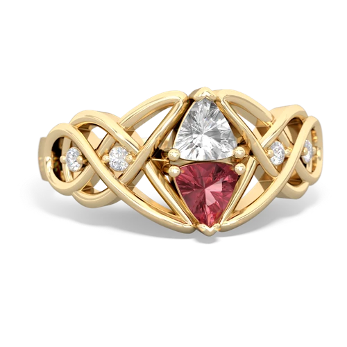 white topaz-tourmaline celtic knot ring