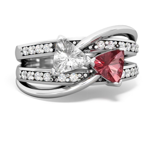 White Topaz Genuine White Topaz with Genuine Pink Tourmaline Bowtie ring Ring