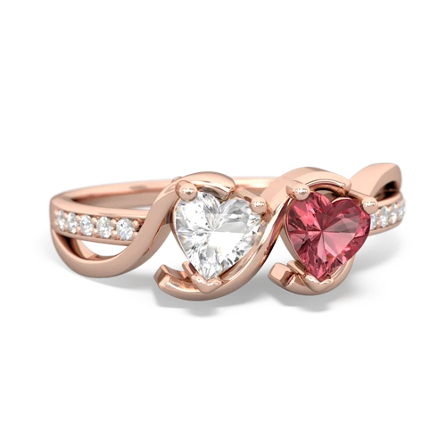 White Topaz Genuine White Topaz with Genuine Pink Tourmaline Side by Side ring Ring