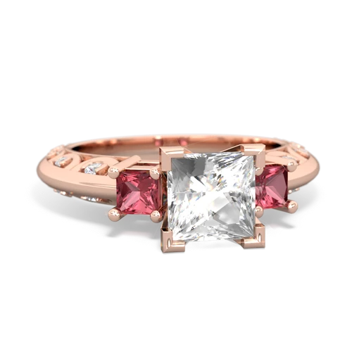 White Topaz Genuine White Topaz with Genuine Pink Tourmaline and  Art Deco ring Ring