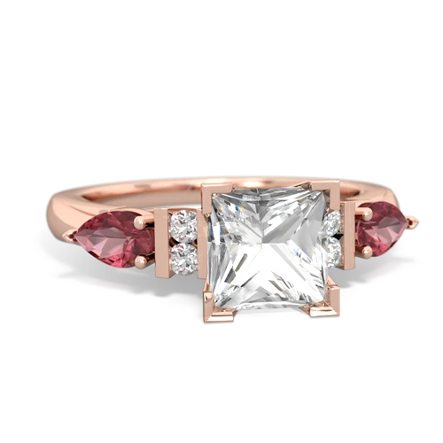 White Topaz Genuine White Topaz with Genuine Pink Tourmaline and  Engagement ring Ring