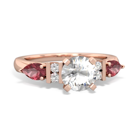 White Topaz Genuine White Topaz with Genuine Pink Tourmaline and  Engagement ring Ring