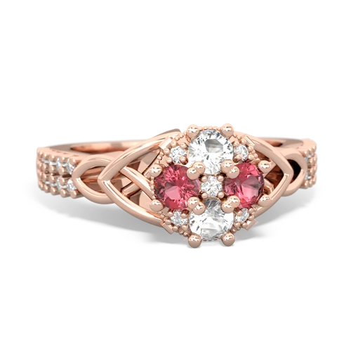 White Topaz Genuine White Topaz with Genuine Pink Tourmaline Celtic Knot Engagement ring Ring