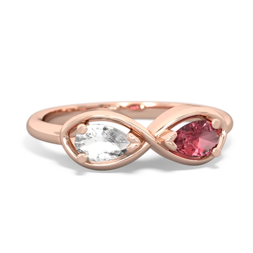 White Topaz Genuine White Topaz with Genuine Pink Tourmaline Infinity ring Ring