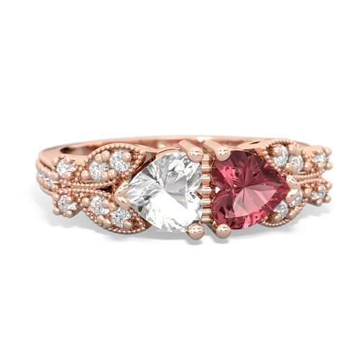 White Topaz Genuine White Topaz with Genuine Pink Tourmaline Diamond Butterflies ring Ring