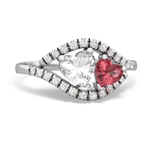 White Topaz Genuine White Topaz with Genuine Pink Tourmaline Mother and Child ring Ring
