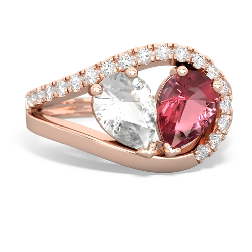 White Topaz Genuine White Topaz with Genuine Pink Tourmaline Nestled Heart Keepsake ring Ring