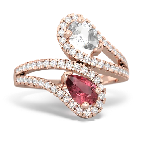 White Topaz Genuine White Topaz with Genuine Pink Tourmaline Diamond Dazzler ring Ring