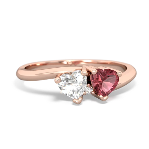 White Topaz Genuine White Topaz with Genuine Pink Tourmaline Sweetheart's Promise ring Ring