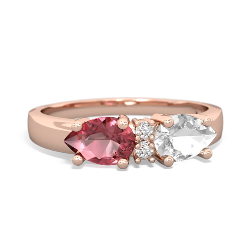 White Topaz Genuine White Topaz with Genuine Pink Tourmaline Pear Bowtie ring Ring