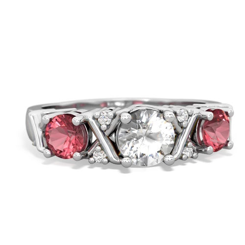 White Topaz Genuine White Topaz with Genuine Pink Tourmaline and  Hugs and Kisses ring Ring