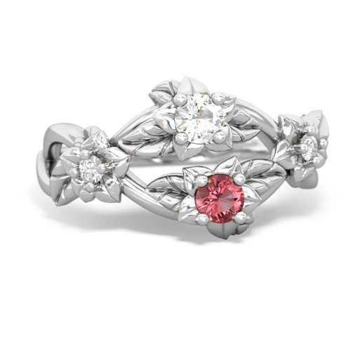 White Topaz Genuine White Topaz with Genuine Pink Tourmaline Sparkling Bouquet ring Ring