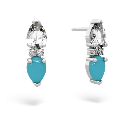 white topaz-turquoise bowtie earrings