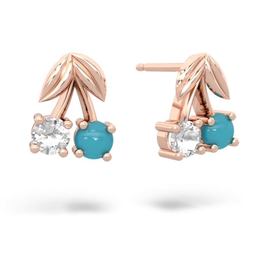 white topaz-turquoise cherries earrings
