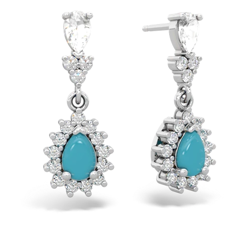 white topaz-turquoise dangle earrings