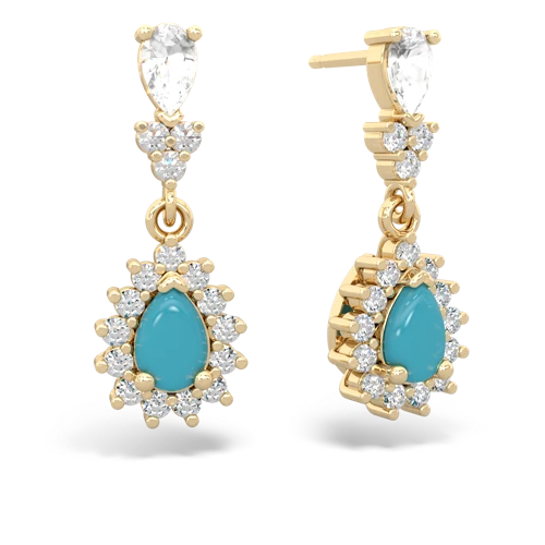 white topaz-turquoise dangle earrings