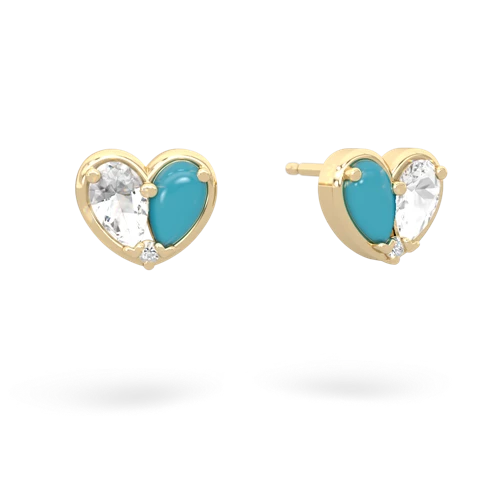 white topaz-turquoise one heart earrings