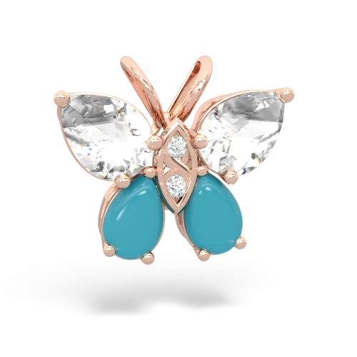 white topaz-turquoise butterfly pendant