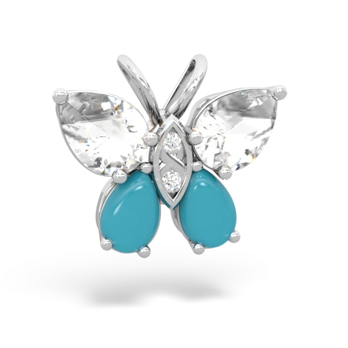 white topaz-turquoise butterfly pendant