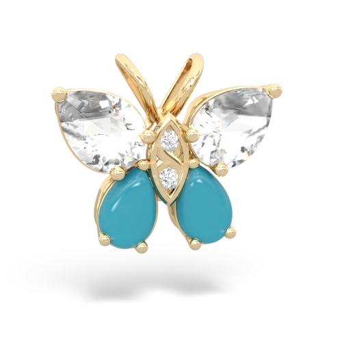 white topaz-turquoise butterfly pendant